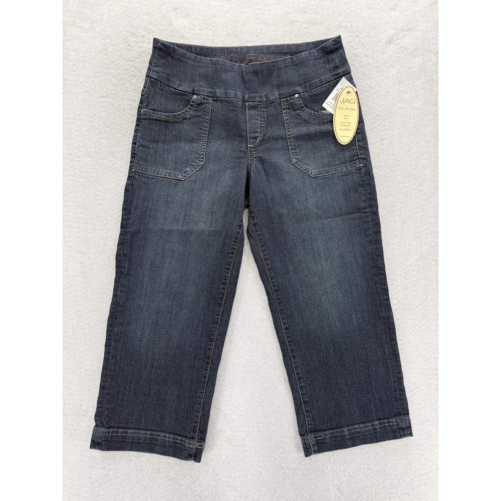JAG Jeans Pull On Capri Womens 10P Petite Blue Dark Wash Stretch Denim Comfort